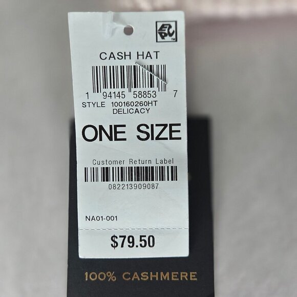 NWT Charter Club 100% Cashmere Cuffed Beanie - Delicacy